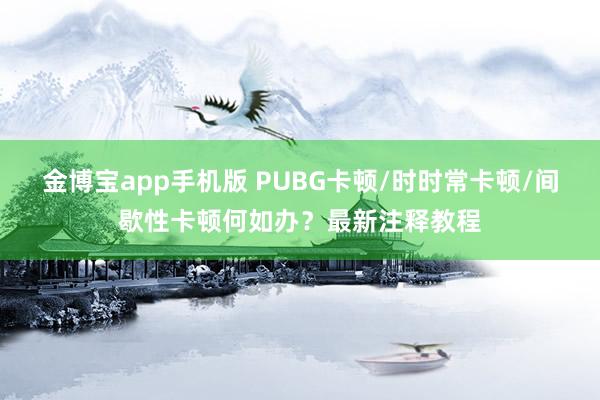 金博宝app手机版 PUBG卡顿/时时常卡顿/间歇性卡顿何如办？最新注释教程