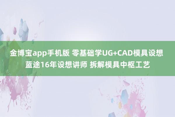 金博宝app手机版 零基础学UG+CAD模具设想 蓝途16年设想讲师 拆解模具中枢工艺