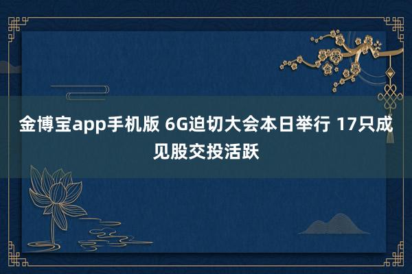 金博宝app手机版 6G迫切大会本日举行 17只成见股交投活跃