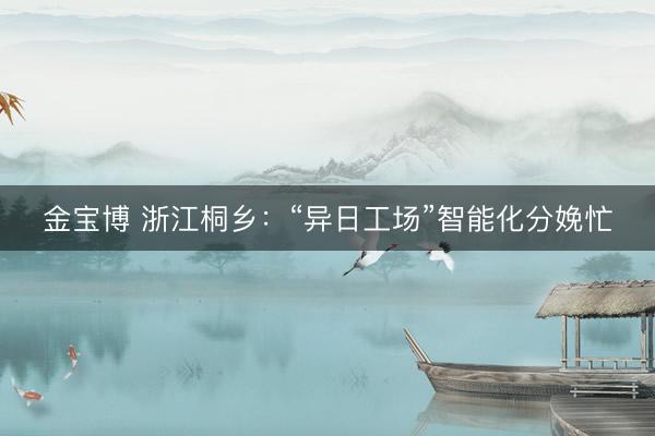 金宝博 浙江桐乡：“异日工场”智能化分娩忙