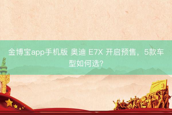 金博宝app手机版 奥迪 E7X 开启预售，5款车型如何选？