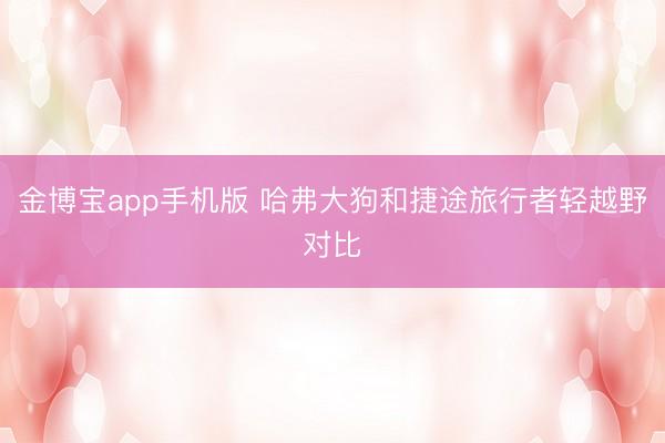金博宝app手机版 哈弗大狗和捷途旅行者轻越野对比